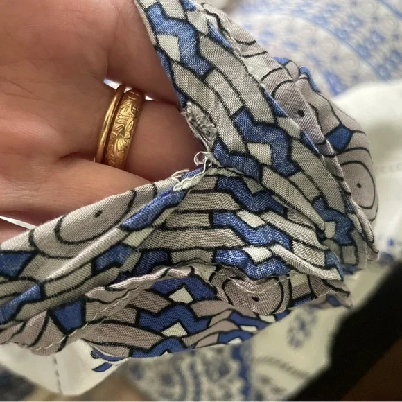 Cupshe Women’s Maxi Swim Cover Up Boho Print Bat Sleeve‎ Blue/White - Picture 7 of 8